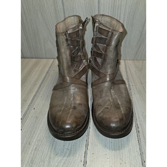 Freebird Sammie Ankle Boots Brown Leather Side Zip Womens Size 9 Boho Fall - Picture 2 of 11